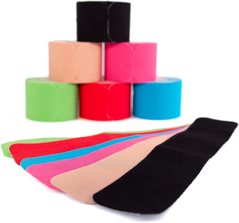 Axion Kinesiology Tape PRECUT Mix Set | 120 Pre-Cut Multicolored Sport Tape Strips 10 x 2 in - on 6 Rolls | Waterproof • Skin-Friendly • Elastic | Kinesiology Tapes Ideal for Sports - Image 2
